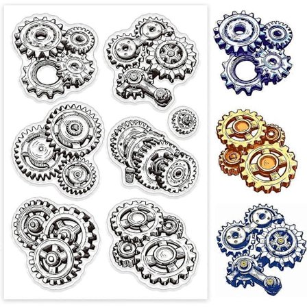 Tredimensjonale Tannhjul Klare Stempler Mekaniske Tannhjul Silikon Klare Stempel Forseglinger Steampunk Transparente Stempler for DIY Scrapbooking 