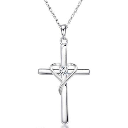 Ungdom Sterling Silver Cross Halsband (silver), vuxen, hona
