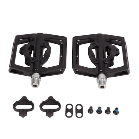 1 par cykelpedal i sort aluminiumlegering til mountainbike, låsepedal til konvertering af fladpedal, leje til cykling