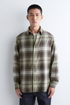 COS Checked Pima Cotton Shirt in Brown - Men