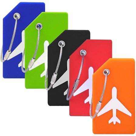 Bagagemærke med navneskilt - Perfekt til hurtigt at få øje på din kuffert (flerfarvet 5-pak mærker)