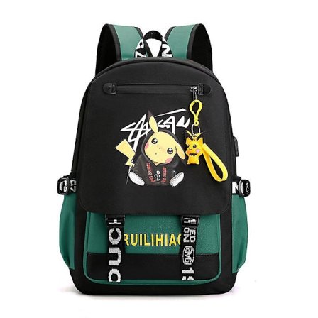 Pokemon backpack with usb port luminous pattern pikachu backpack