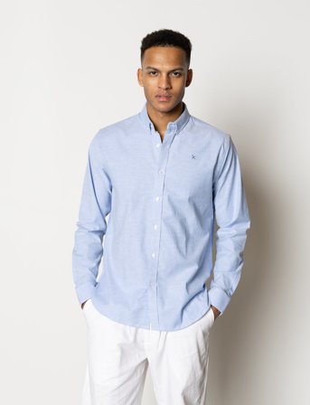 Clean Cut Copenhagen Oxford Stretch Plain L/S - Blue - L