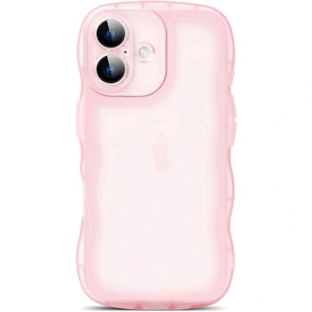 1 st Kompatibelt med iPhone 16 Skal 6.1 " 2024, Sött Kawaii Lockig Vågformad Ram Mjukt Silikon Stötsäkert Skyddande Telefonskal för Kvinnor Flickor,..