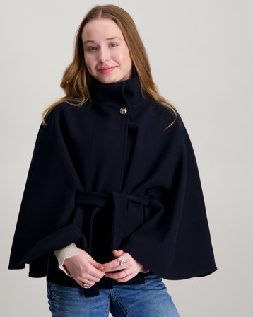 Gina Tricot Young Y belted cape Blå Jakker Pige - Kids Brand Store