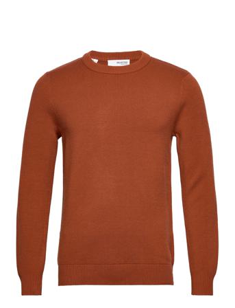 Slhtoronto Ls Knit Crew Neck B Brown Selected Homme