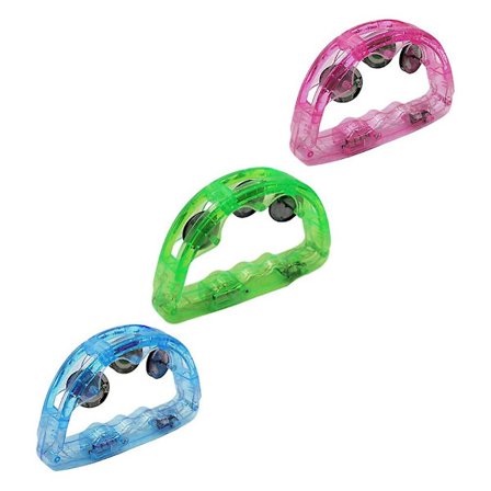 3 stk. Lysende Tamburin Blinkende Musikalsk Tamburin Håndholdt Slagverksinstrument Morsomt Tilfeldig Farge