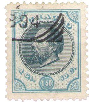 Curacao - 1 1/2 gld donkerblauw en lichtblauw Willem III 1889 (nr. 11, gebr