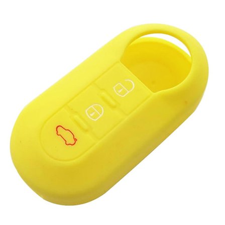3 knapper silikone flip fjernbetjening bilnøgle beskyttelse cover etui til Fiat 500 gul