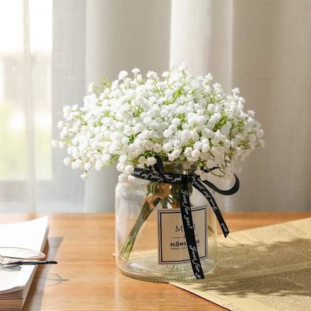 10 stk Baby's Breath kunstig falske blomsterbukett Gypsophila Bulk Blomst i hvitt til bryllupskrone Hjemmefest Hagedekorasjon Hvit