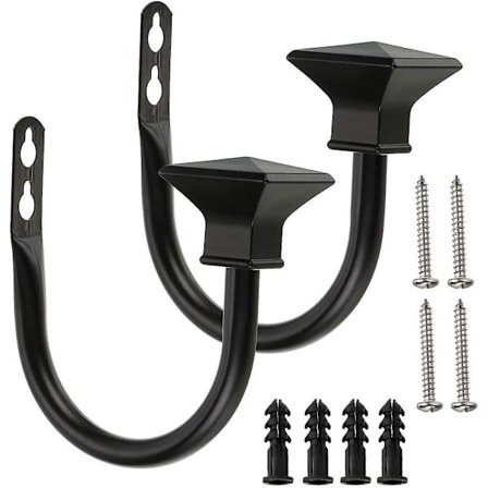 Sæt med 2 dekorative firkantede metalophæng til gardiner