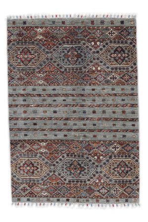 Handgeknüpft Shabargan Teppich 85X123 Dunkelgrau/Schwarz