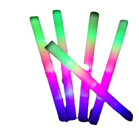 Farverige LED-lysstave med 10 stk. skumstave - Blinkende lystilbehør til børnelystave, karneval, fødselsdag, bryllup
