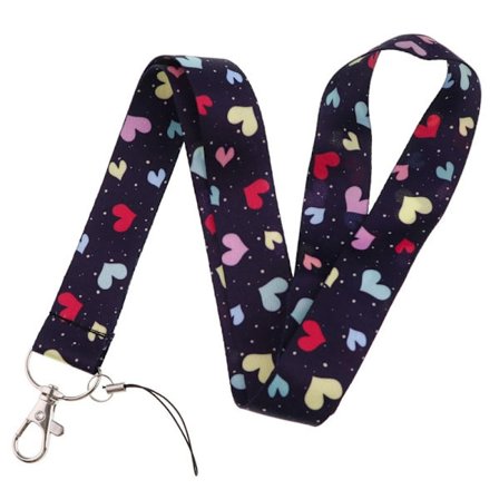 Universal nyckelband för telefon med hjärtformat mönster - Svarta Färgglada Hjärtan