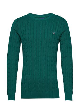 Cotton Cable C-Neck Strikket Trøje Med Rund Hals Grøn GANT