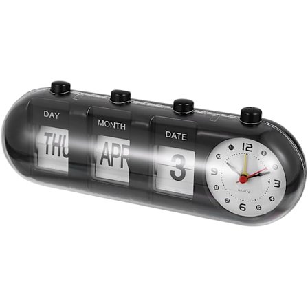 1 stk. permanent bordkalender manuel kalender hjemmekontor kalender med ur (26,5X10CM, sort)