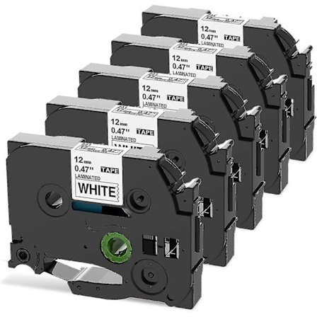 5x Tz 12mm Tape Kompatibel Med Brother P-touch Tze-231 Tz231 Laminert 0.47 Svart På Hvit Kassett Fr Etikettskriver Pt-h100lb H105 H110 H107 [DB]