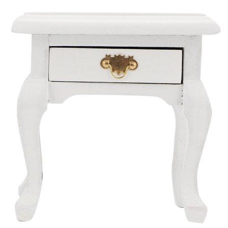 1/12 Dukkehus Møbler Miniatyr Vintage Hvit Sengebord Nattbord Modell