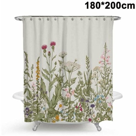 Skimmelbestandigt antibakterielt bruseforhæng, vaskbart badeforhæng lavet af polyesterstof med 12 bruseforhængsringe