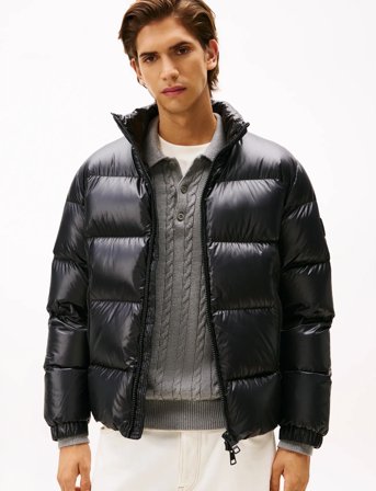 Tommy Hilfiger Shiny Down Stand Puffer - Black - S