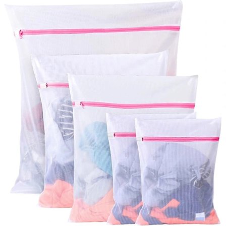 (1XL+2L+2M) 5-pak Vaskeposer, Vasketøjsposer, Vasketøjsnet, Mesh Vasketøjspose til Undertøj, Bluse, Sokker, Lingeri[GKS]