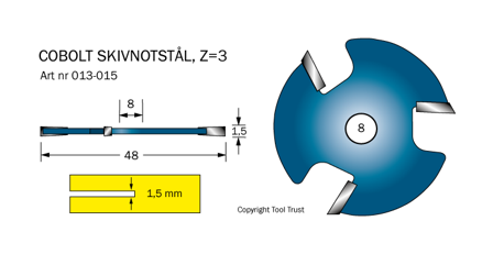 Cobolt 013-015 Notplate L=1,5 D=48 Z=3, Maskintilbehør & forbruk