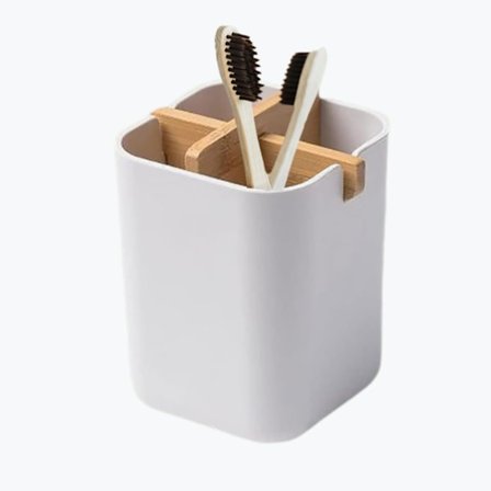 Vit Tannbørsteholder for Bad 4 Rom Tannbørste og Elektrisk Tannkrem Tanntråd Holder for Baderomsbenker Benkeorganisator Stativ Multifu