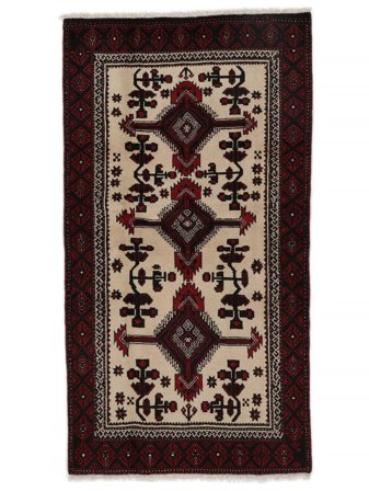100X187 Tapis D'orient Baloutche Noir/Orange (Laine, Perse)
