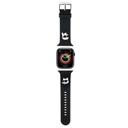 Karl Lagerfeld 3D Rubber Karl&Choupette Heads armband till Apple klocka 42/44/45/49mm - svart