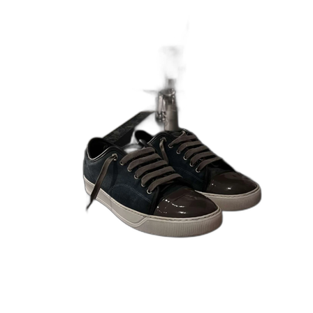 Lanvin sneakers i blå mocka och lack