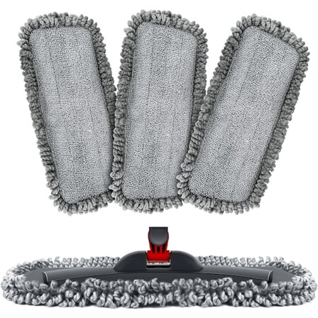 Moppkuddar, set med 3 mikrofibermoppöverdrag för alla golvtyper, ersättningsmoppöverdrag 42 x 14 cm, lämpliga för alla spraymoppar och utvecklarmoppar