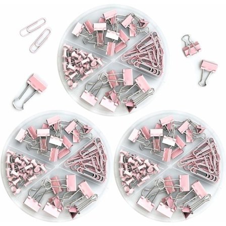 Litet häftklammer- och gemset med 216 stift för kontorsskola i olika storlekar rosa