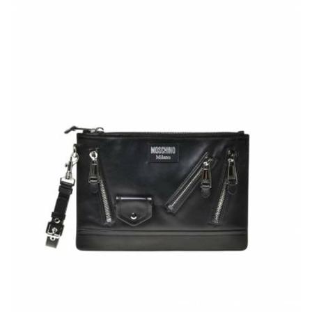 Moschino, Clutch Zwart, Dames, Maat:ONE Size