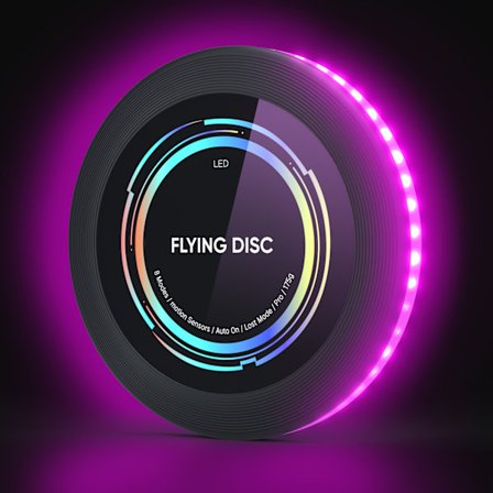 Lysende Frisbee - RGB-lys, Genopladelig, 50 LED-lys Superstærk, Bevægelsessensor Smart Tilstand, Egnet til Terrasse, Græsplæne, Udendørslege (lilla)