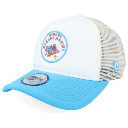 New Era - Vit trucker Keps - Kids Patch White/Blue A-Frame Trucker @ Hatstore
