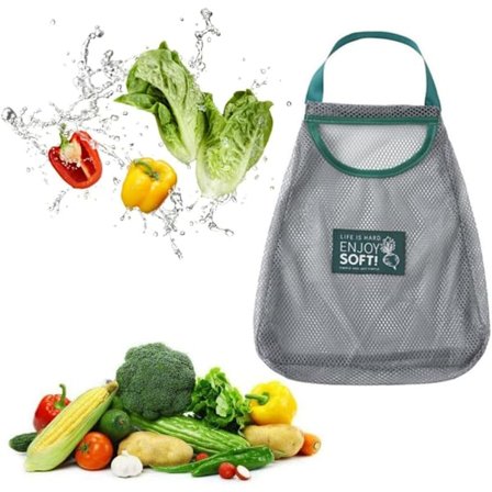 5-pak Genanvendelige Køkken Frugt Grøntsag Hvidløg Løg Hængende Opbevaring Åndbar Netposer