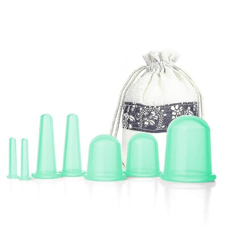 Silikone Cupping Terapi Sæt 7stk Anti-cellulite Kop Vakuum Sug Massage Kopper Med Fløjlspose
