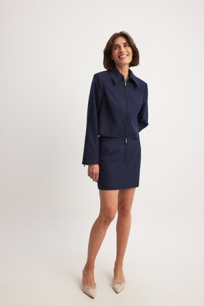 The Hanna Schönberg Edit Woven Waistband Detail Mini Skirt - Business tøj - Marine blå - EU 36