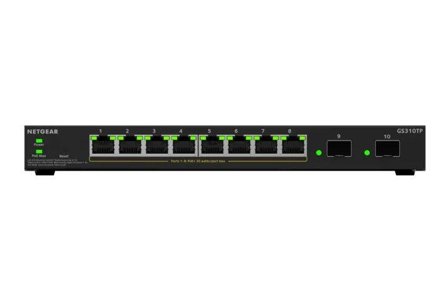 Netgear S350 Series 8-Port Gigabit Ethernet PoE+ Smart Managed Essentials Switch with 2 Dedicated SFP Ports