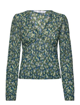 Mango V-Neckline Blouse - Blue - XS