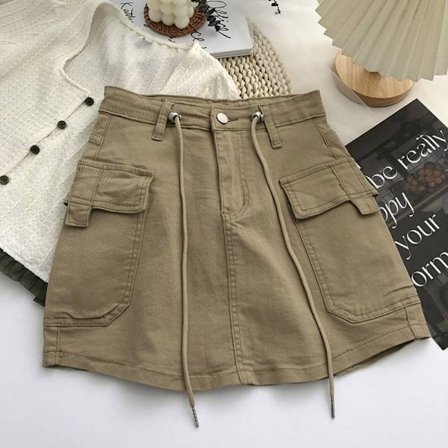 Denimkjol Minikjol KHAKI L