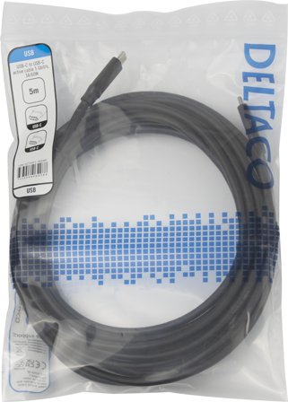 Deltaco USB-C C-C active cable, 5Gbps, 3A, 5m