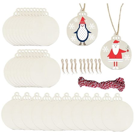 90 stk. Kreative Julehåndværk Håndlavede Træspåner Julevedhæng DIY Dekoration Håndmalet Træspåner