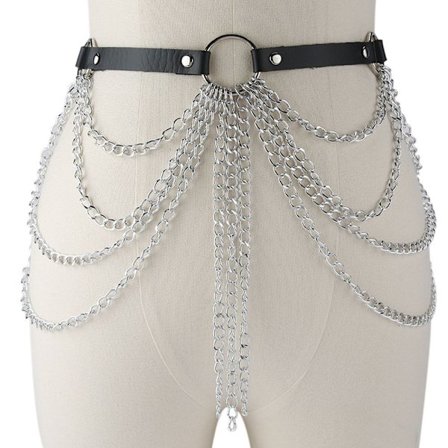 Metall kjede belte dusk anheng midjebånd SVART