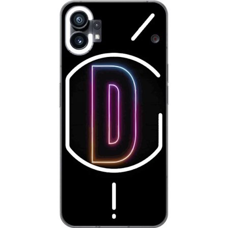 Kompatibel Mobilcover til Nothing Nothing Phone (1) Minimalistisk neonbogstav D i farveskiftende lys mod sort baggrund i moderne digital design