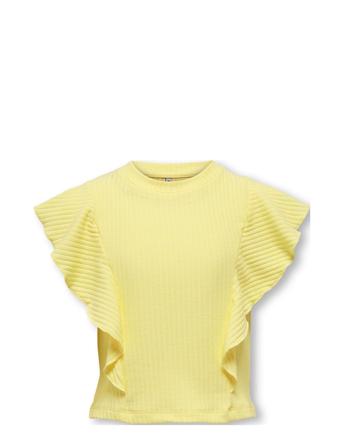 Kognella S/L Short Ruffle Top Jrs T-shirts Short-sleeved Gul Kids Only*Betinget Tilbud