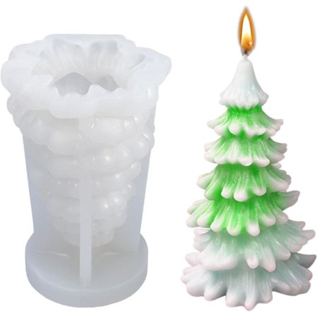 Julelysforme, 3D Juletræ Silikoneform til Lysfremstilling, DIY Håndværk Harpiksform til Duftlys, Sæbe, Slik, Chokolade