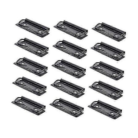 15 stk. Papirholder i rustfrit stål, clips, lommemapper, kontormapper, sorte monterbare clipboard-clips, fil