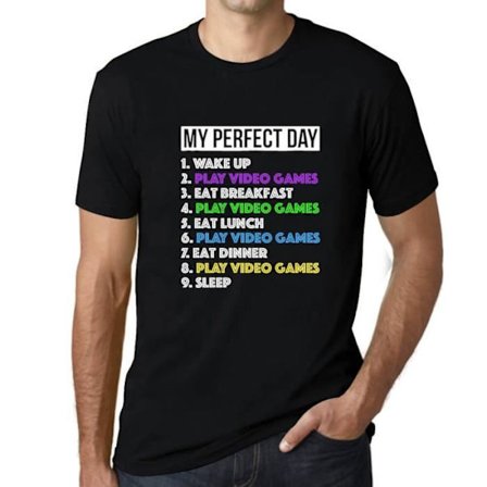 T-shirt herr TV-spel My Perfect Day Esports – TV-spel My Perfect Day Esports – Vintage svart T-shirt