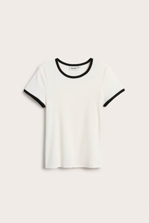 Kappahl | Kortermet topp med kontrastkanter | Offwhite
